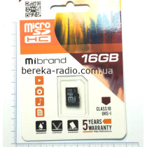 Карта пам`яті micro SD 16GB Mibrand HC UHS-1, без перехідника SD