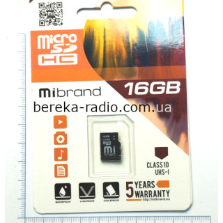 Карта пам`яті micro SD 16GB Mibrand HC UHS-1, без перехідника SD