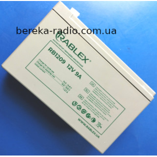 Акумулятор 12V 9.0Ah гелевий Rablex RB1209, 2.06 кг, зелений