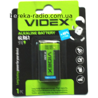 Батарея Крона 9V 6LR61 Videx Alkaline, blister