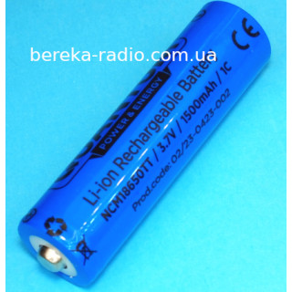 Акумулятор 3.7V, 1500mAh, ICR18650/1C, Li-Ion, Quantum, з клемним виступом