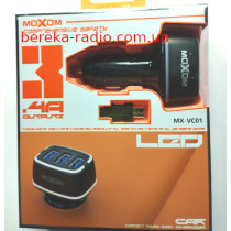 Автомобільне зарядне Moxom MX-VC01 (2.4A, 3xUSB, кабель microUSB), black, коробка