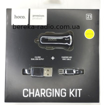 Автомобільне зарядне Hoco Z1 (2.1A, 2xUSB, кабель microUSB), blac, коробка
