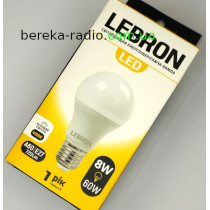 Лампа LED Lebron L-A60, 8W/60W, 4100K, 220V, E27