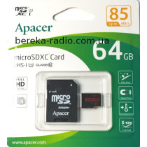 Карта пам`яті micro SD 64GB (R85 MB) Apacer, блістер