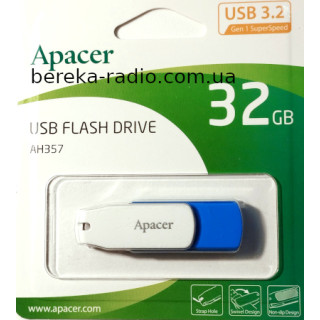 USB Flash 32GB Apacer AH357, USB 3.1, white-blue