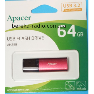 USB Flash 64GB Apacer AH25B, USB 3.0, red