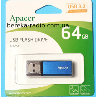 USB Flash 64GB Apacer AH25C, USB 3.0, blue