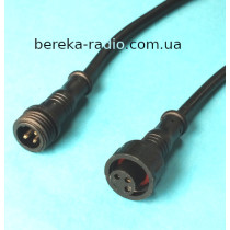 Роз`єм вологозахисний (гн.+шт., 3 pin) М10 з кабелем, 3х0.3мм.кв, IP67, чорний