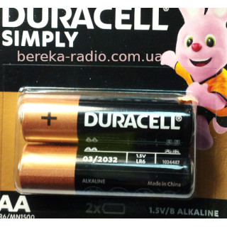 Батарея AA/LR06 1.5V Duracell plus, відривний блістер
