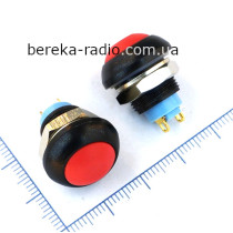 Кнопка Daier DS-12B RD 12mm OFF-(ON), 2 pin, вологозахисна, 3A/220V, червона