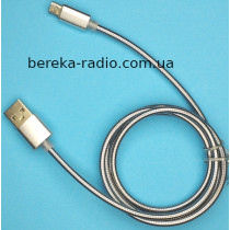 Шнур шт. USB A - шт.micro USB, металева ізоляція, 1m, срібний, в блістері