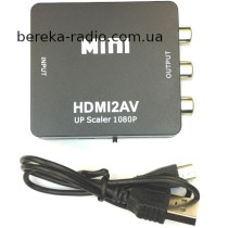 Конвертор HDMI в AV mini HDMI2AV (гн. HDMI (IN) - 3 гн. RCA (OUT)), чорний