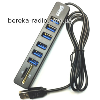 USB HUB на 6 портів USB 3.0 з картрідером