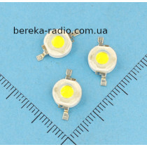 1W, білий холодний, 6500K, 3-3.4V/300mA, 110-120 lm, 110-140*, мідні виводи, 1WSA30