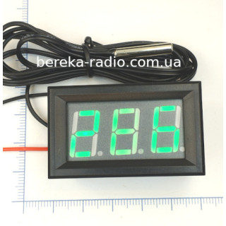 Термометр в корпусі 0.56`` зелений, -30 +100*C, 5-12VDC, 3-х цифр. інд., датчик на проводі 90 см, 48