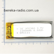 Акумулятор 3.7V, 1200mAh, XK-902360, Li-ion, 1.0C, з платою захисту, 62x24x9.0mm