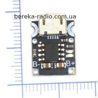 Модуль заряду Li-ion акумуляторів на TP4056 micro USB (mini розмір, 5V/1A, 15x12mm, без захисту)