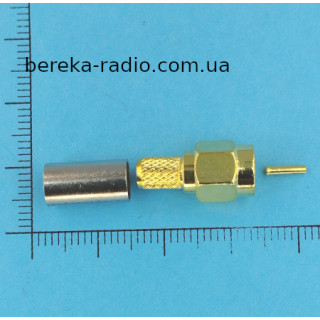 Штекер SMA реверсний обтискний під кобель RG-58, gold, латунь