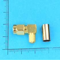 Штекер PR-SMA (реверсний) кутовий, обтискний (RG-58), gold, латунь