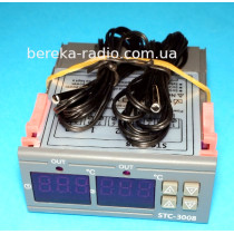 Терморегулятор цифровий AC220V STC-3008, -50...110*C, Iout=2x10A, двохканальний, датчик NTC на прово