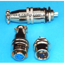 Роз`єм XS9 2 pin швидкороз`ємний (штекер кабельний, гніздо монтажне, діаметр 9 mm, металевий корпус)