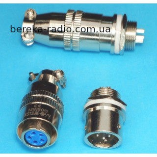 Роз`єм XS12 5 pin швидкороз`ємний (штекер кабельний, гніздо монтажне, діаметр 12 mm, металевий корпу