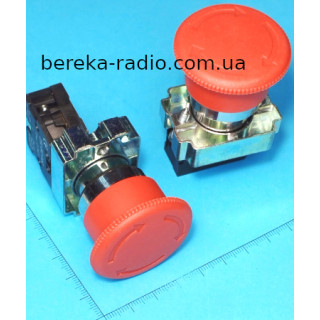 Кнопка грибок Daier XB2-BC542 ON-(OFF), без фіксації, 2 pin, 3A/250V, червона