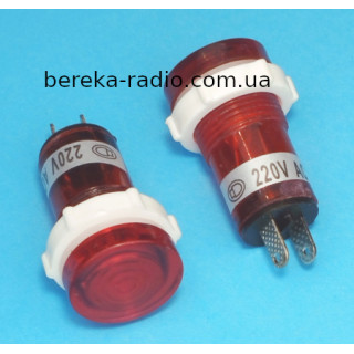 Світлодіодний індикатор Daier XD-15-1, 220V, червоний, діаметр 15 мм, пластик