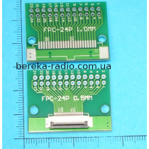 Плата перехідник FFC FPC 24pin 0.5mm на DIP (26x36mm, двохстороння з металізацією, крок 2.54)