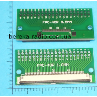 Плата перехідник FFC FPC 40pin 1mm на DIP (26x54mm, двохстороння з металізацією, крок 2.54)