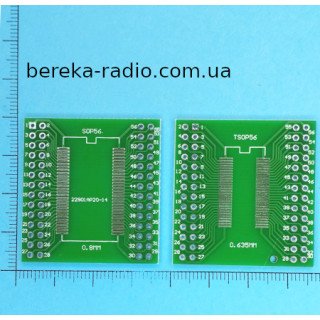 Плата перехідник SOP-SSOP56 на DIP56(крок 2.54) (37x36mm, двохстороння з маскою)