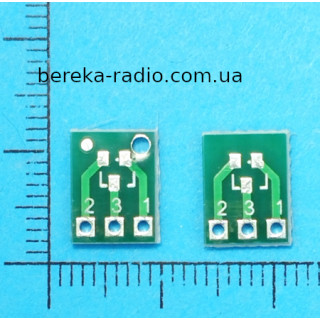 Плата перехідник SOT23 на DIP3 (крок 2.54) (10x8mm, двохстороння з маскою)