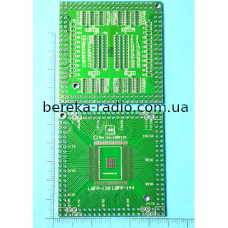 Плата перехідник LQFP128, LQFP144, SMD0603 на DIP144(крок 2.54) (56x56mm, двохстороння з маскою)