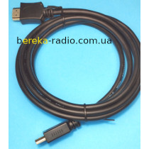 Шнур HDMI (шт.-шт.) Vers.-1.4, діаметр 6mm, gold, 2m, чорний