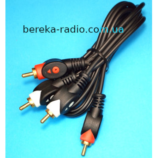 Шнур 2RCA x 2RCA, gold, діам.-4х8mm, чорний, 1.2m