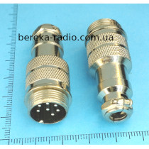 Роз`єм MIC 347, штекер на кабель 8 pin, діаметр 16 mm, металевий корпус