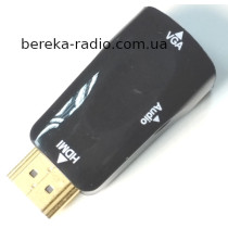 Конвертор HDMI в VGA + аудіо (шт.HDMI - гн.VGA + гн. 3.5мм + шнур AUX)