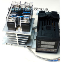 Терморегулятор цифровий AC220V REX-C100FK02-M + K-термопара 1м, + реле SSR-1 D4840 з радіатором