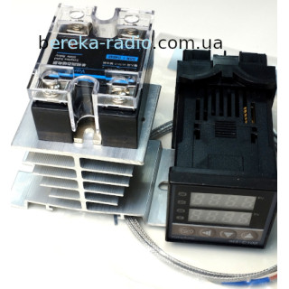 Терморегулятор цифровий AC220V REX-C100FK02-M + K-термопара 1м, + реле SSR-1 D4840 з радіатором