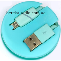 Шнур шт. USB A - шт.micro USB, 1m, бірюзовий, в колбі
