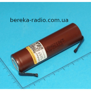 Акумулятор 3.7V, 3000mAh, LiitoKala NCR18650B-HG2-N, 30A, з контактами для паяння, коричневий