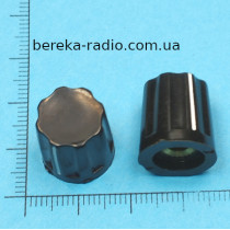 K16-02 ручка чорна карболітова з вказівником та латунною вставкою з гвинтом на вісь 4мм