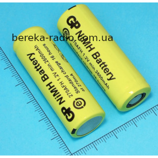 Акумулятор 1.2V, 2700mAh, A/HR-AU, NI-MH, GP, техічний, Flat Top