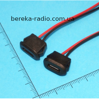 Гніздо USB Type-C, 2 pin, з проводом 10 см, для монтажу на корпус (04-D)