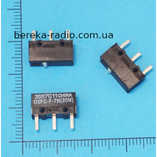 Мікровимикач 12.8x5.8x6.5mm, 3 pin, 100 mA, D2FC-E-7