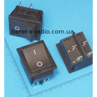 Перемикач клавішний KCD4 OFF-(ON) (з автоповерненням), 4 pin, 16A/250V, чорний