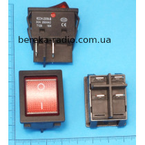 Перемикач клавішний KCD4-201N-B, ON-OFF, 4 pin, 30A/250V, з підсвіткою