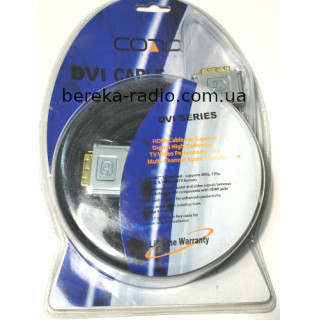 Шнур DVI(24+1 шт.- шт., Hi-Fi, з фільтрами, gold, 5.0m, блістер