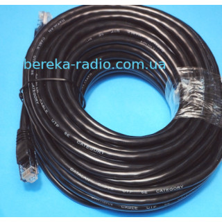 Патч-корд RG45, UTP 4 пари CAT6Е, чорний, 15m